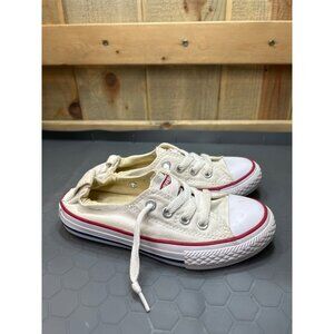 Converse All Star Junior Canvas Shoes Size 12 Off White/Red